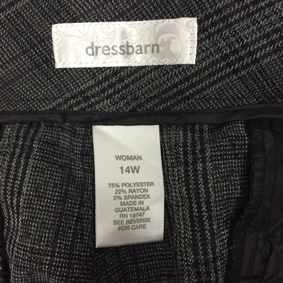 Dressbarn Grey Plaid Dress Pants Womens Plus 14W Straight Leg Office Trousers - Picture 6 of 11